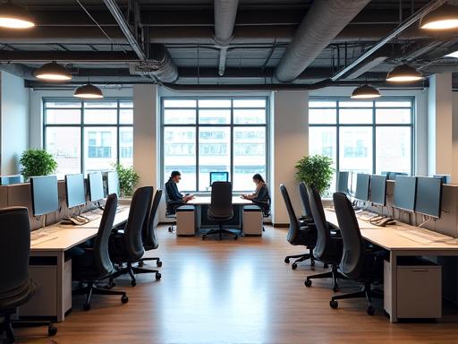 A stylish and functional commercial office space designed for collaboration and productivity.